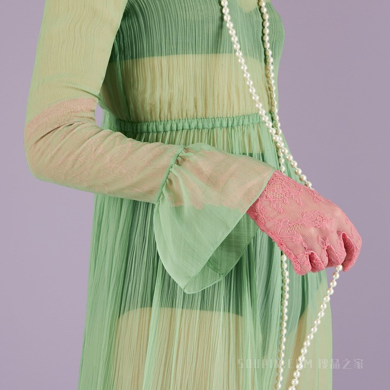 真丝雪纺连衣裙 绿色