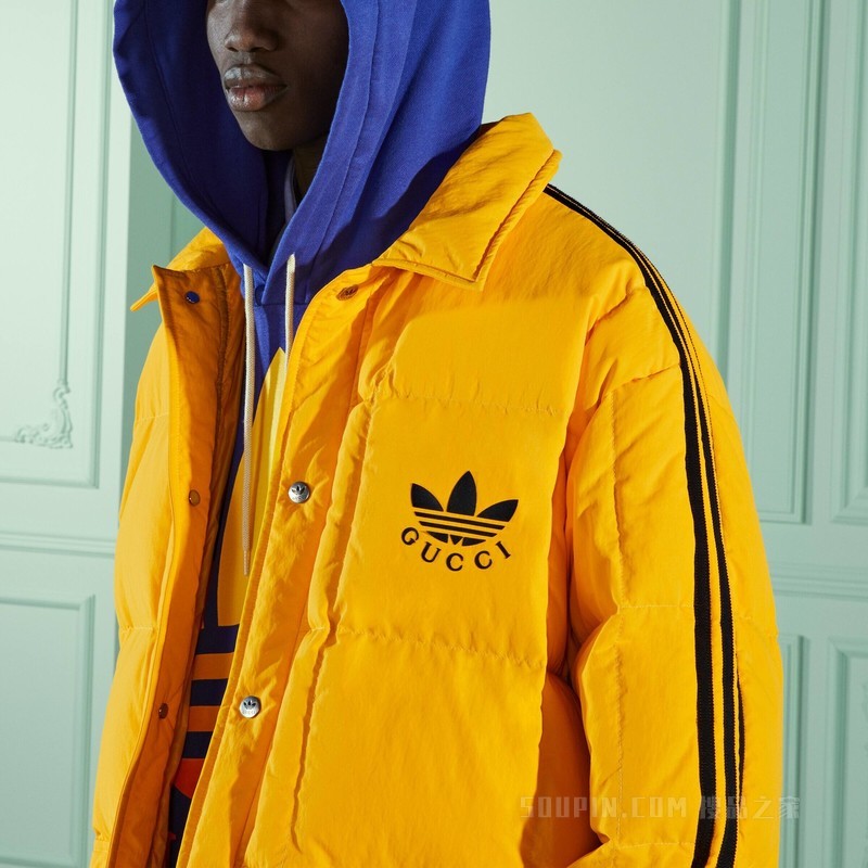 adidas x Gucci联名系列尼龙羽绒夹克 黄色