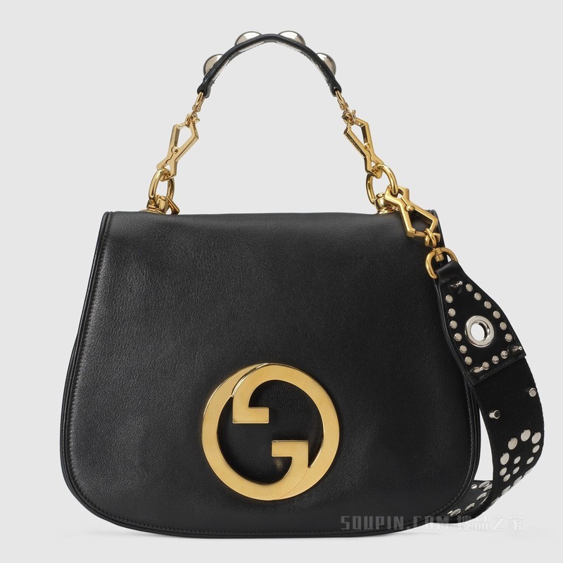 中号Gucci Blondie手袋 黑色皮革