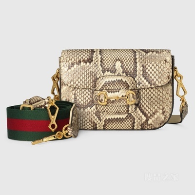 Gucci Horsebit 1955系列蟒蛇皮迷你手袋 原色