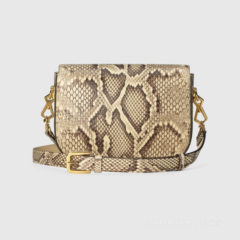 Gucci Horsebit 1955系列蟒蛇皮迷你手袋 原色