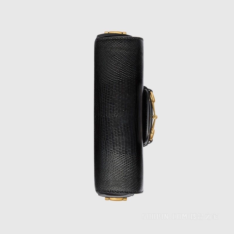 Gucci 马衔扣1955系列蜥蜴皮迷你手袋 黑色