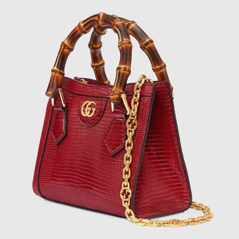 Gucci Diana竹节蜥蜴皮迷你手袋 红色