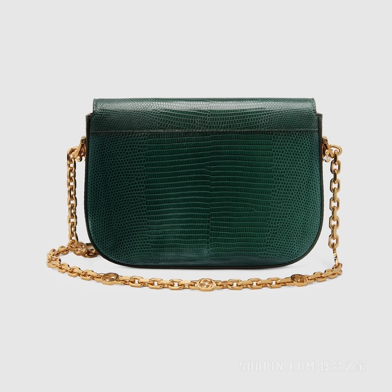 Gucci 马衔扣1955系列蜥蜴皮迷你手袋 复古绿