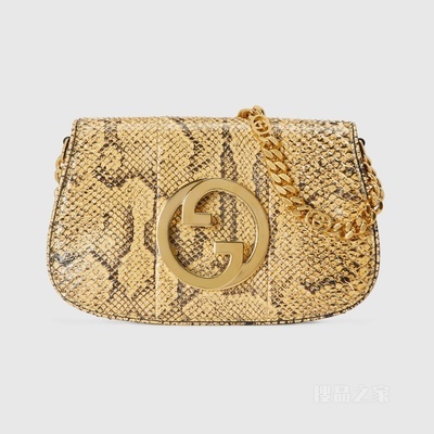 Gucci Blondie系列蟒蛇皮小号肩背包 黄色