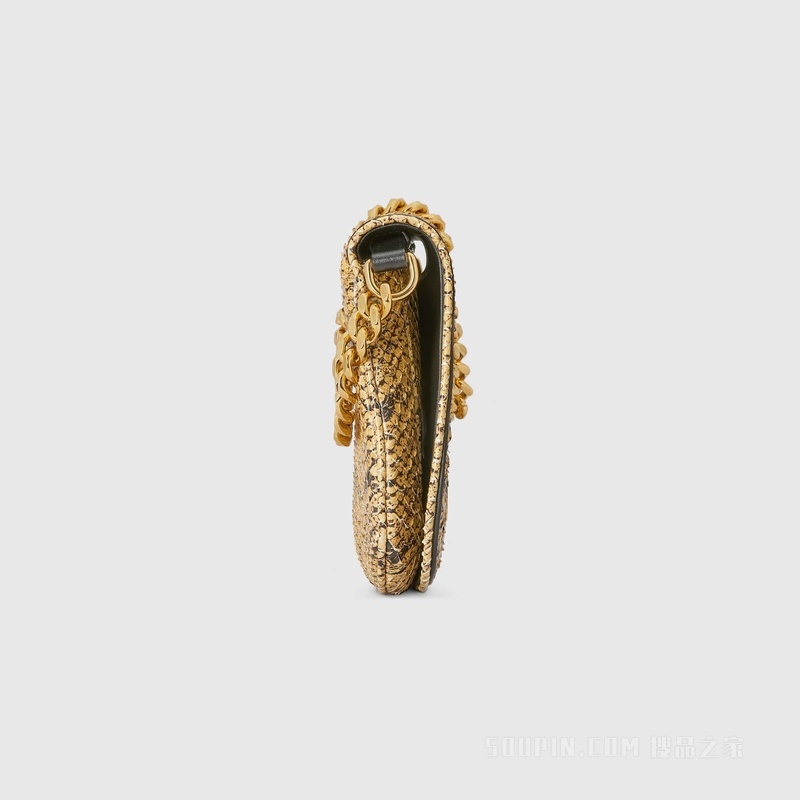 Gucci Blondie系列蟒蛇皮小号肩背包 黄色