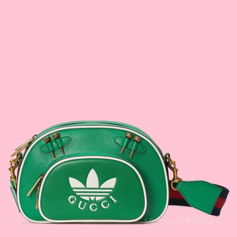adidas x Gucci中号肩背包 绿色皮革