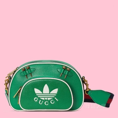 adidas x Gucci中号肩背包 绿色皮革