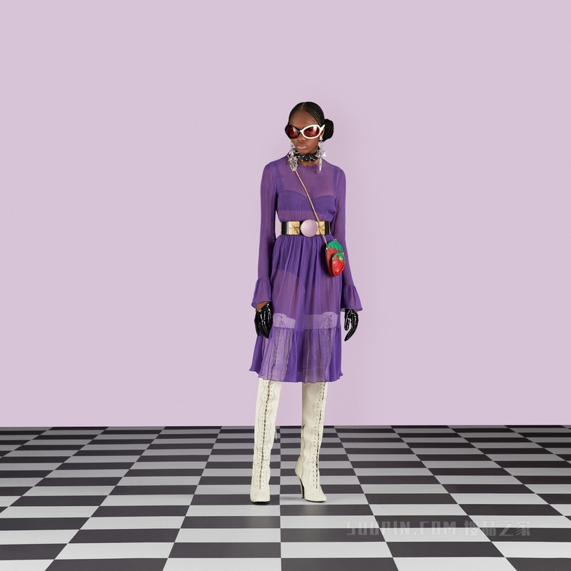 真丝雪纺连衣裙 深紫罗兰