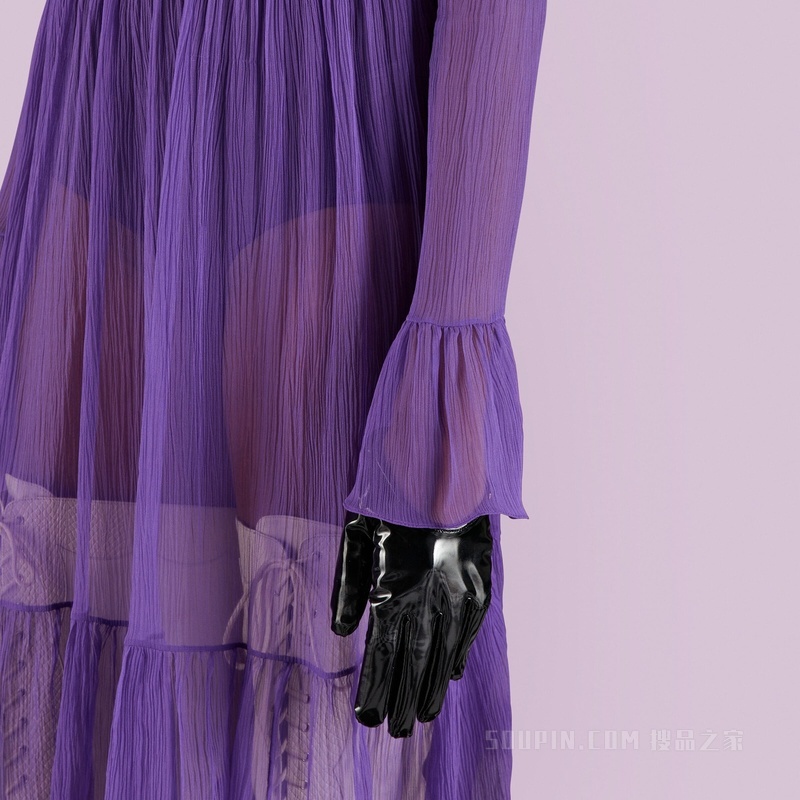 真丝雪纺连衣裙 深紫罗兰