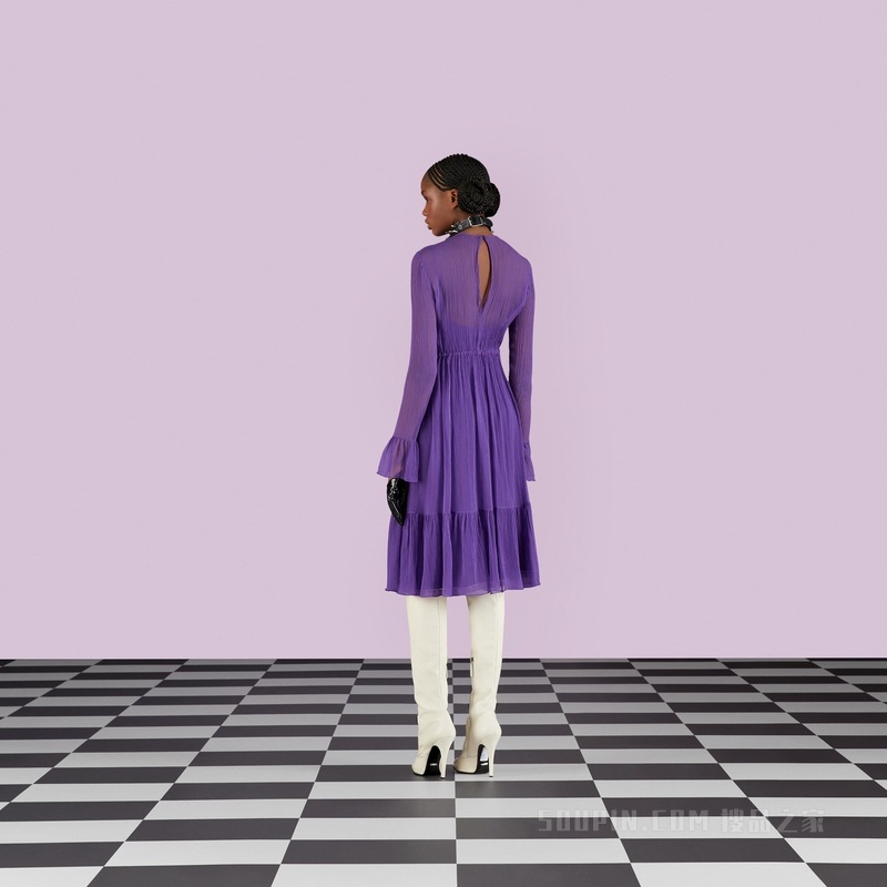 真丝雪纺连衣裙 深紫罗兰