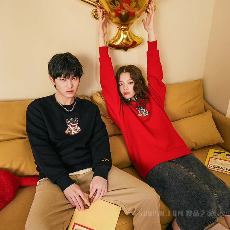 【王一博同款】安踏新年系列好事发生男女同款套头卫衣