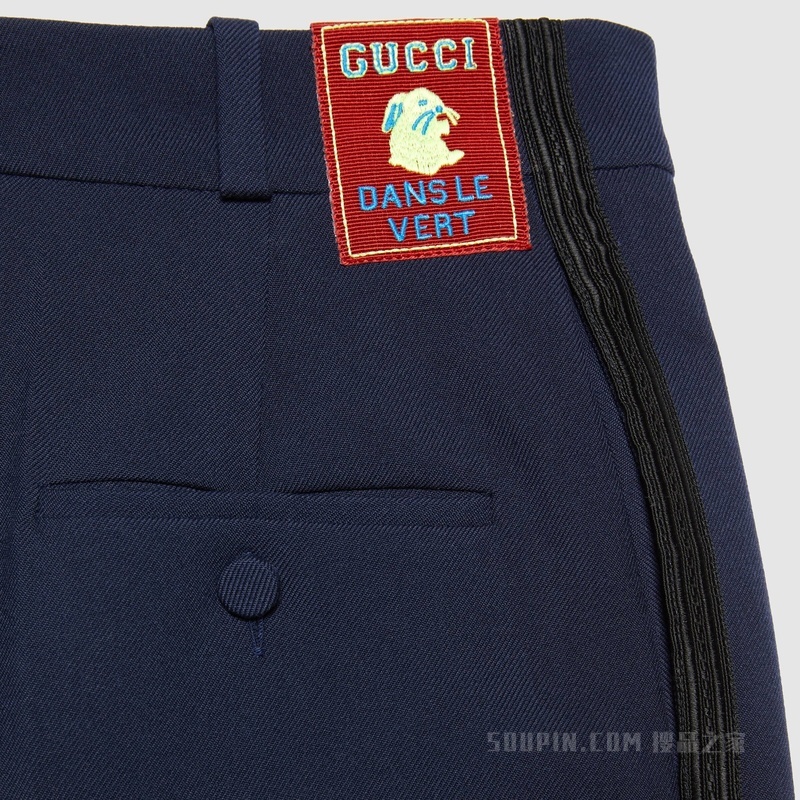 中国新年系列Gucci兔子刺绣标签 深蓝色