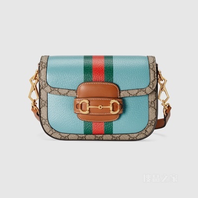 中国新年系列Gucci Horsebit 1955迷你手袋 蓝色皮革