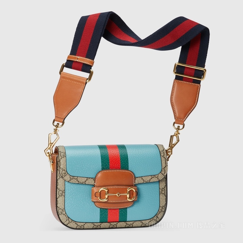 中国新年系列Gucci Horsebit 1955迷你手袋 蓝色皮革
