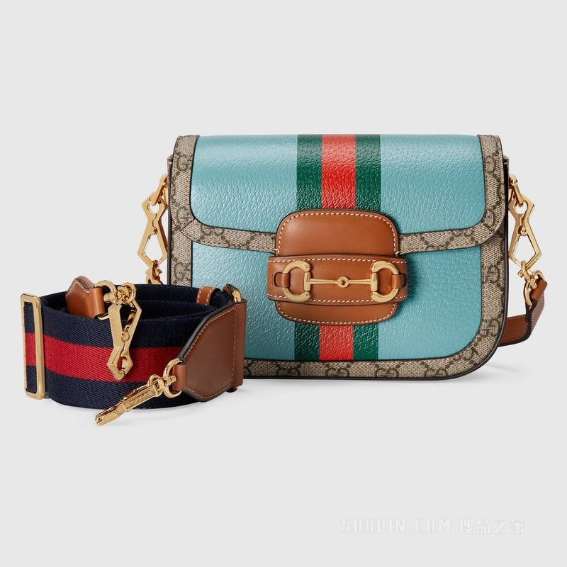 中国新年系列Gucci Horsebit 1955迷你手袋 蓝色皮革