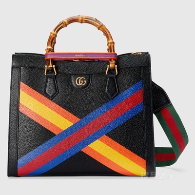 中国新年系列Gucci Diana竹节中号托特包 黑色皮革
