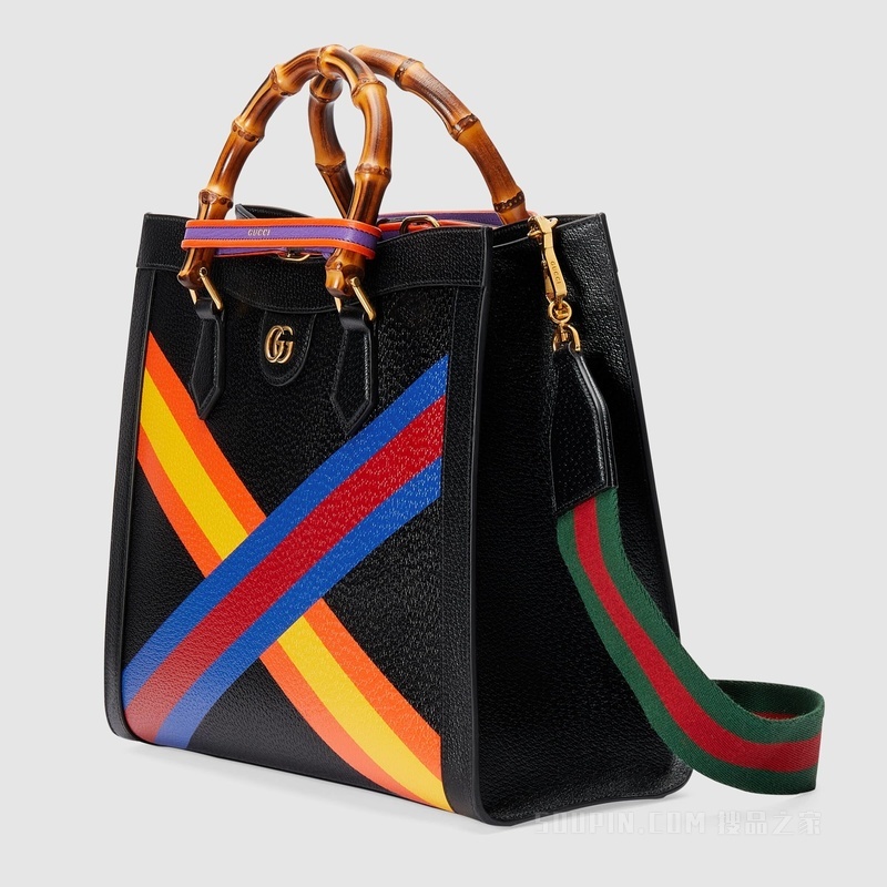 中国新年系列Gucci Diana竹节中号托特包 黑色皮革