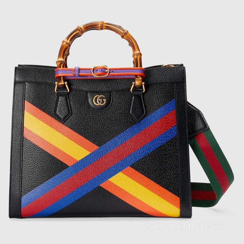 中国新年系列Gucci Diana竹节中号托特包 黑色皮革