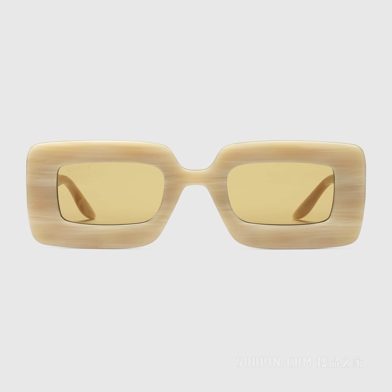 中国新年系列长方形镜框太阳眼镜 米色醋纤