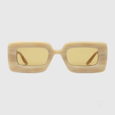 中国新年系列长方形镜框太阳眼镜 米色醋纤