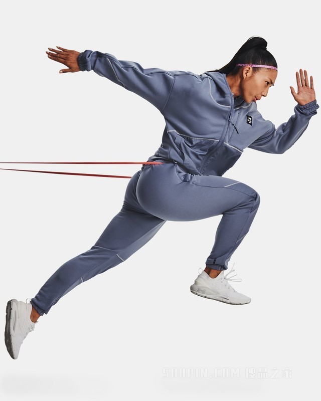 女士UA RUSH全拉链抓绒连帽上衣