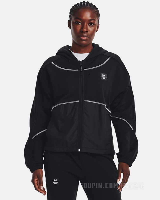 女士UA RUSH全拉链抓绒连帽上衣