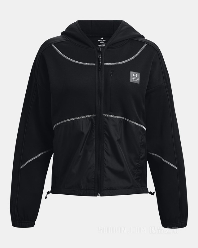 女士UA RUSH全拉链抓绒连帽上衣