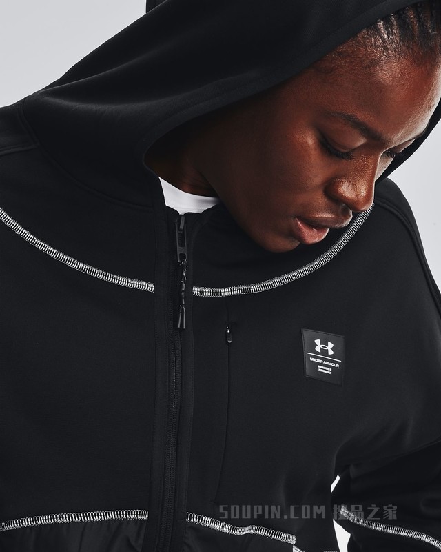 女士UA RUSH全拉链抓绒连帽上衣