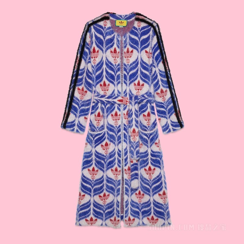 adidas x Gucci联名系列GG Trefoil大衣 蓝色和红色