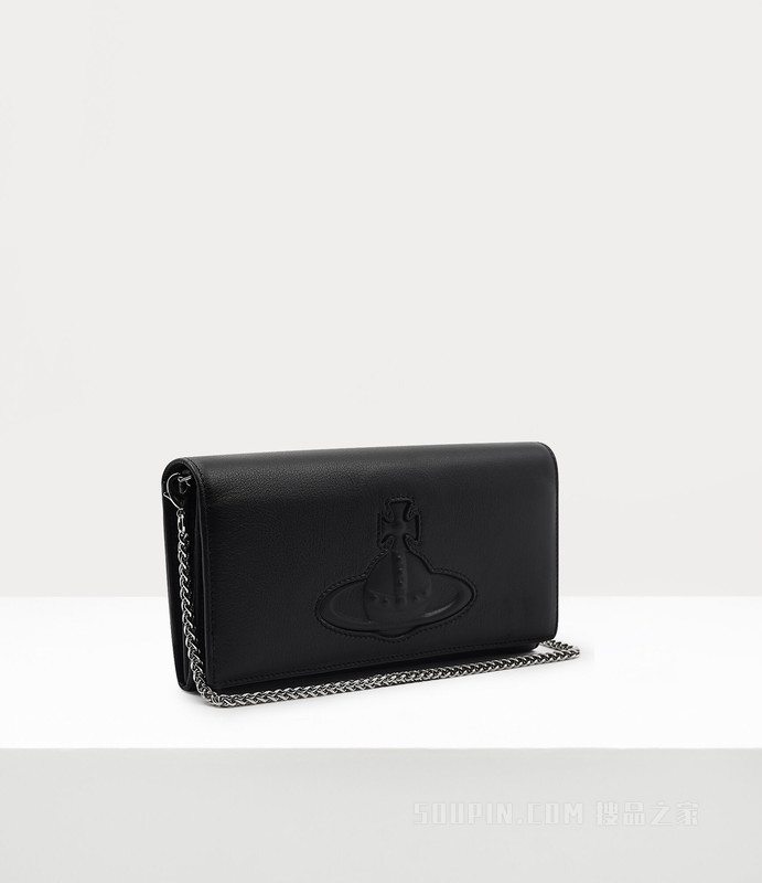 Smooth Leather Injected Orb Long Wallet Long Chain