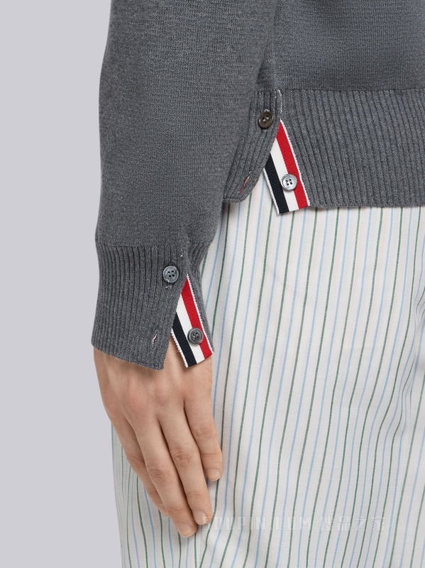 四条纹棉质 V 领开衫