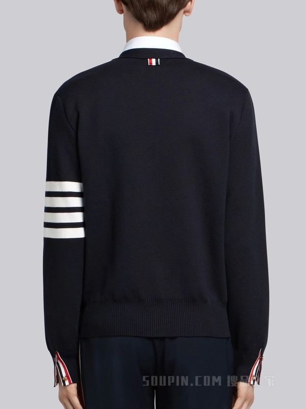 四条纹针织 V 领开衫