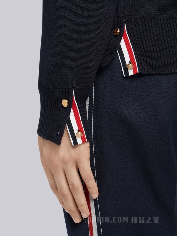 四条纹针织 V 领开衫