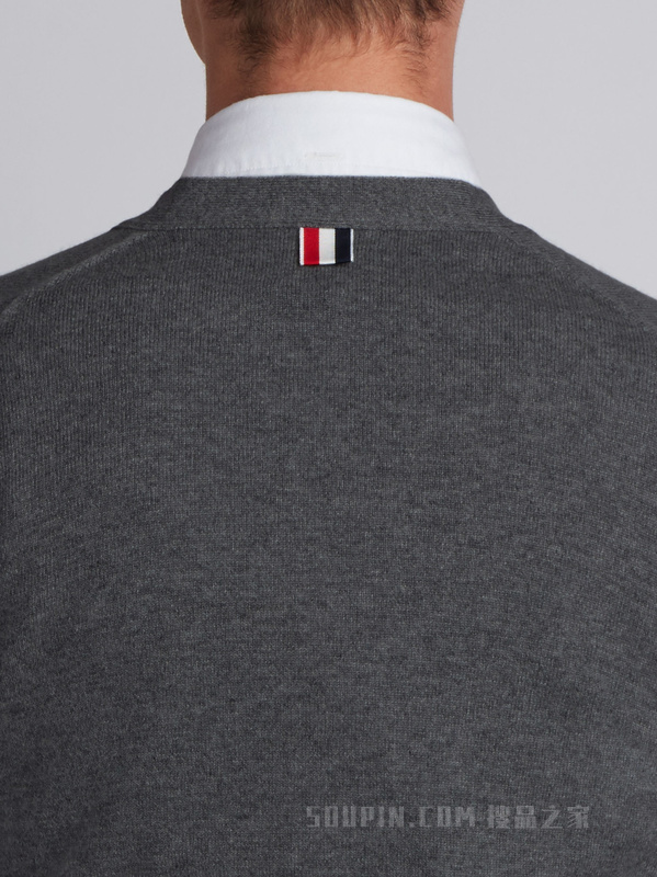 四条纹羊绒短款开衫