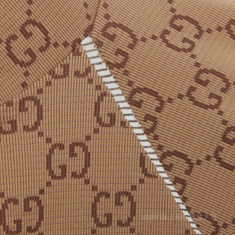 GG针织提花拉链夹克 米色和乌木色