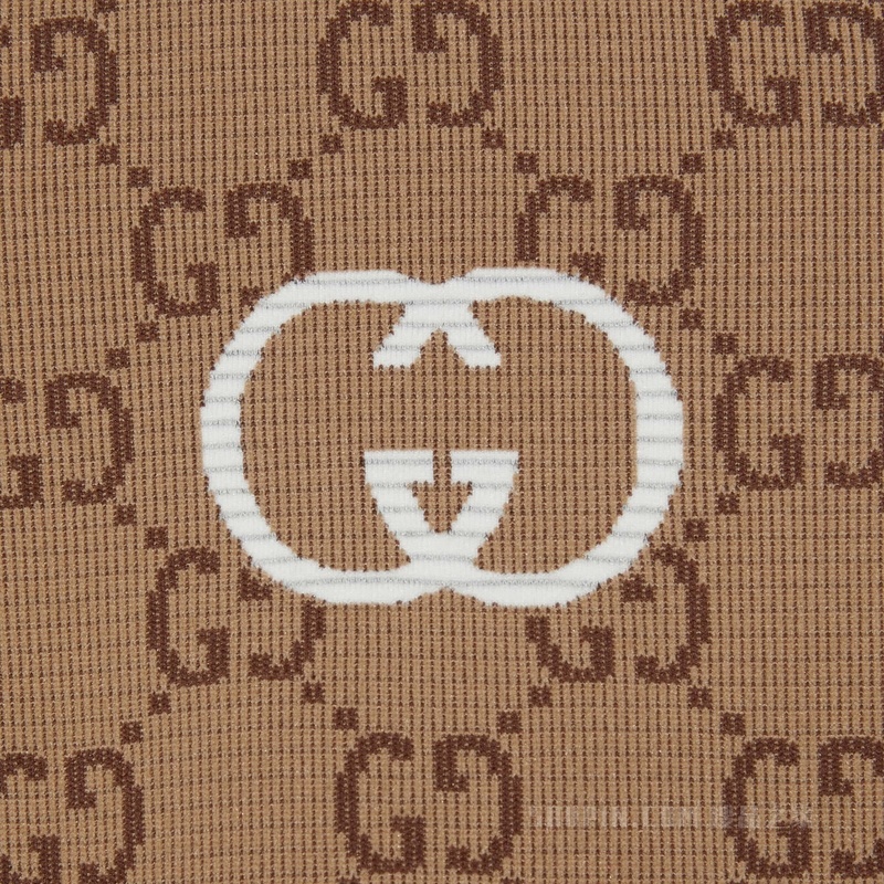 GG针织提花拉链夹克 米色和乌木色