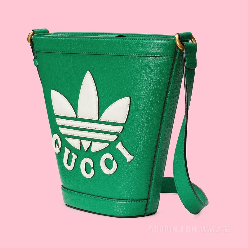 adidas x Gucci联名系列水桶包 绿色皮革