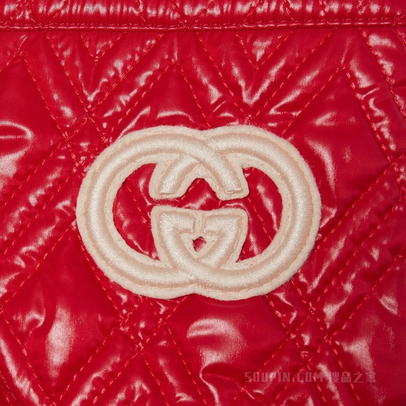 绗缝尼龙长裤 红色和象牙白色