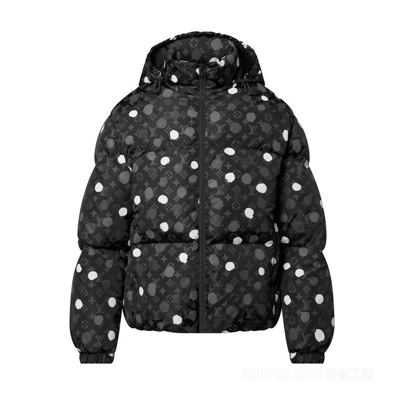 LV x YK MONOGRAM 手绘效果波点印花羽绒束腰夹克