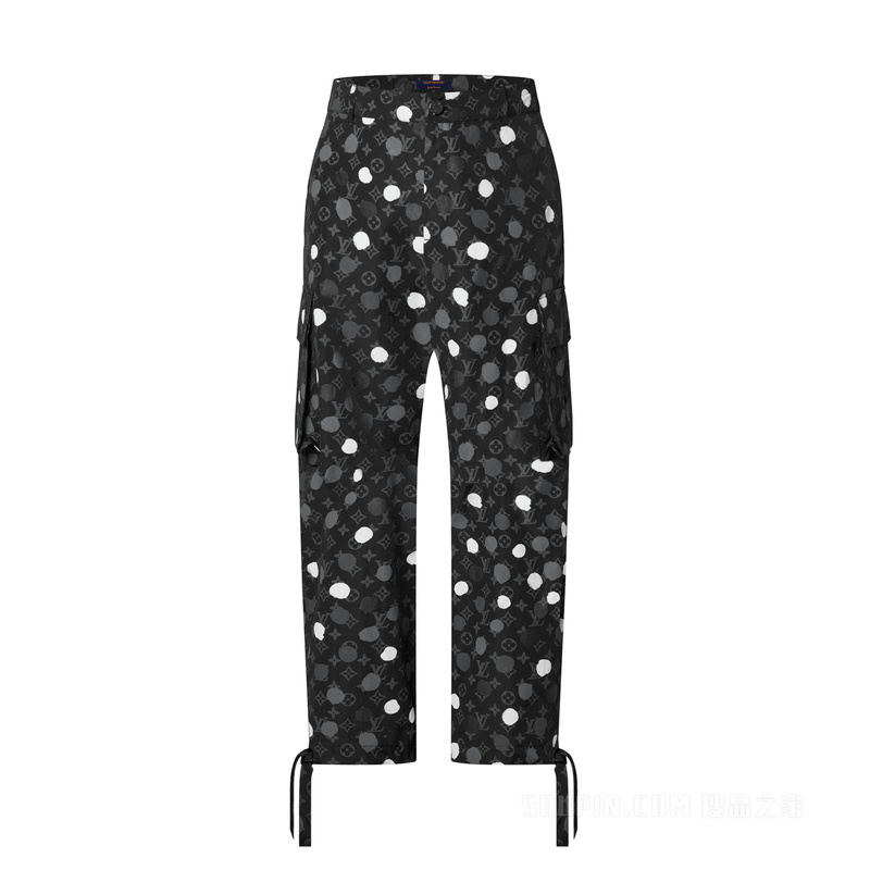 LV x YK MONOGRAM 手绘效果波点印花工装裤