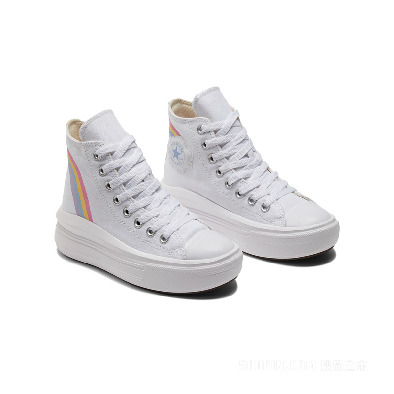 【儿童】All Star Move大童厚底彩虹休闲运动鞋 中性 白色