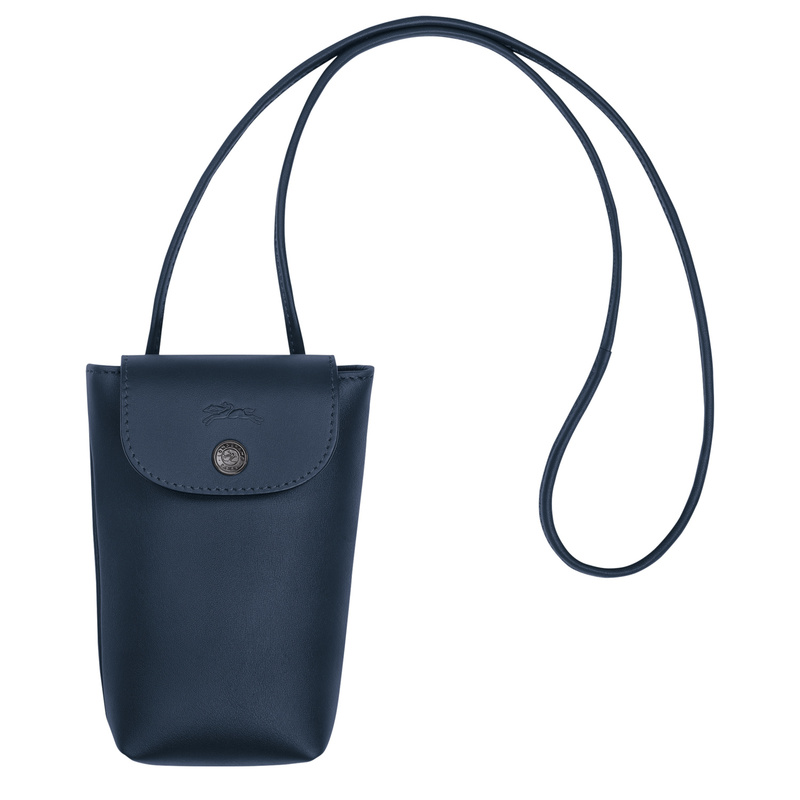 Le Pliage Xtra 皮革滚边装饰手机壳 - 蓝色