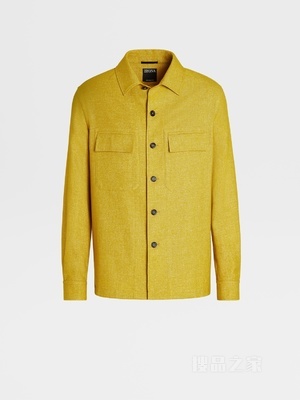 混黄色杰尼亚绿洲羊绒衬衫外套