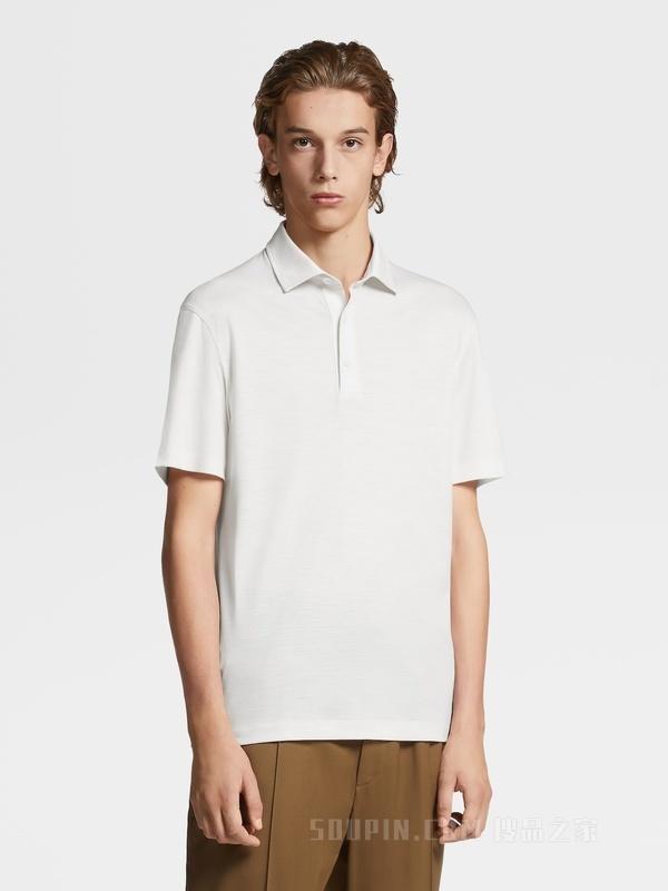 白色 High Performance™ 羊毛短袖 Polo 衫