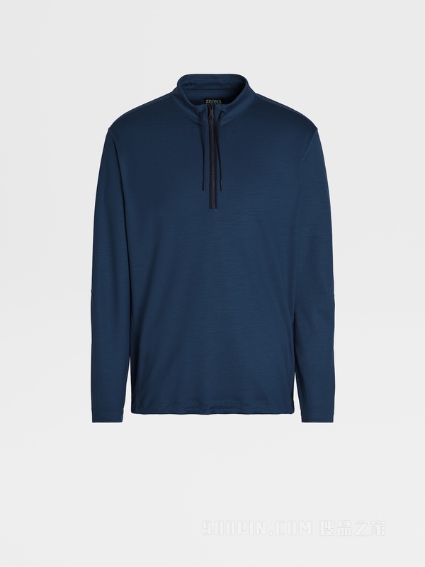 午夜蓝 High Performance™ 汗布羊毛全拉链企领毛衣