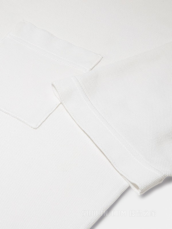 白色棉质针织短袖 T 恤