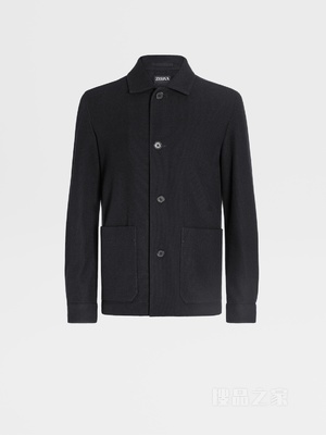 黑色 Jerseywear 棉及羊毛工装夹克