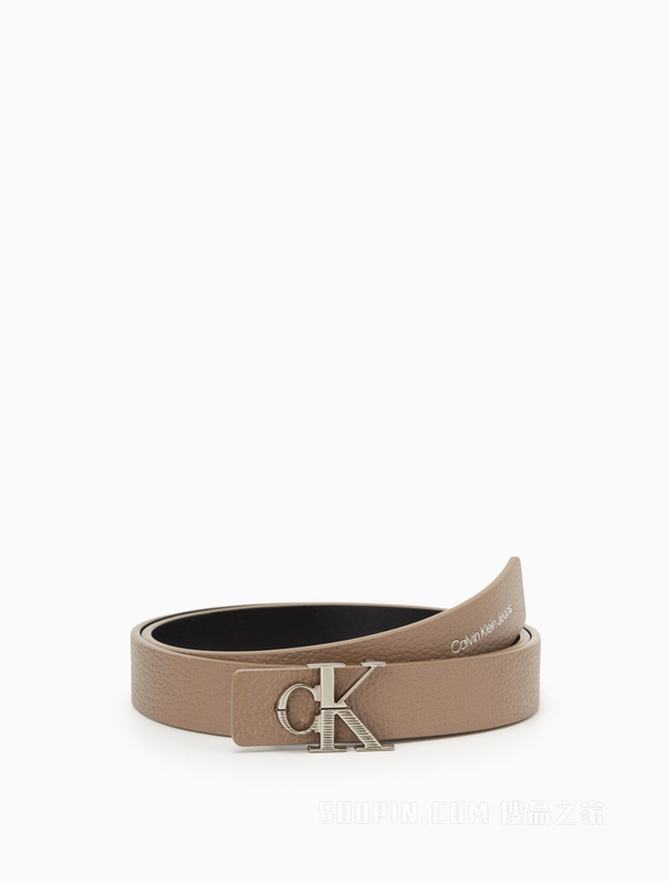 Calvin Klein 23春季新款女士时尚真皮字母扣孔荔枝纹牛皮腰带DC0533