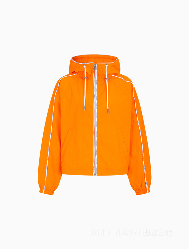 Calvin Klein 23春季新款女士时尚LOGO织带滚边休闲连帽单夹克J221116